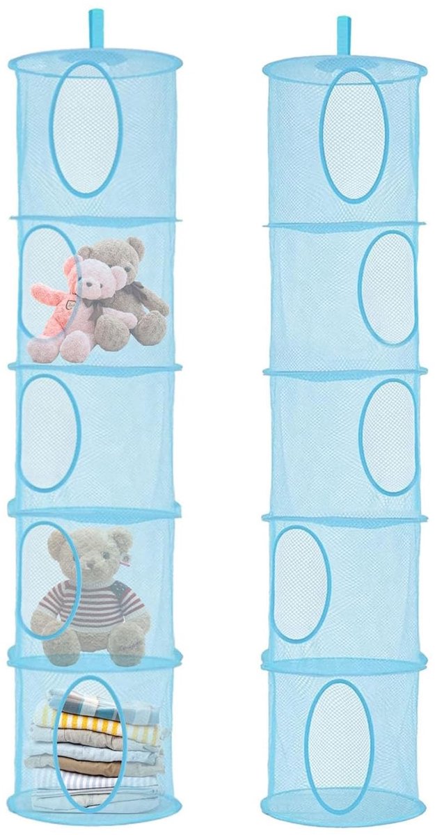 Dailygoods - Set van 2 Hangende Opbergnetten - Blauw
