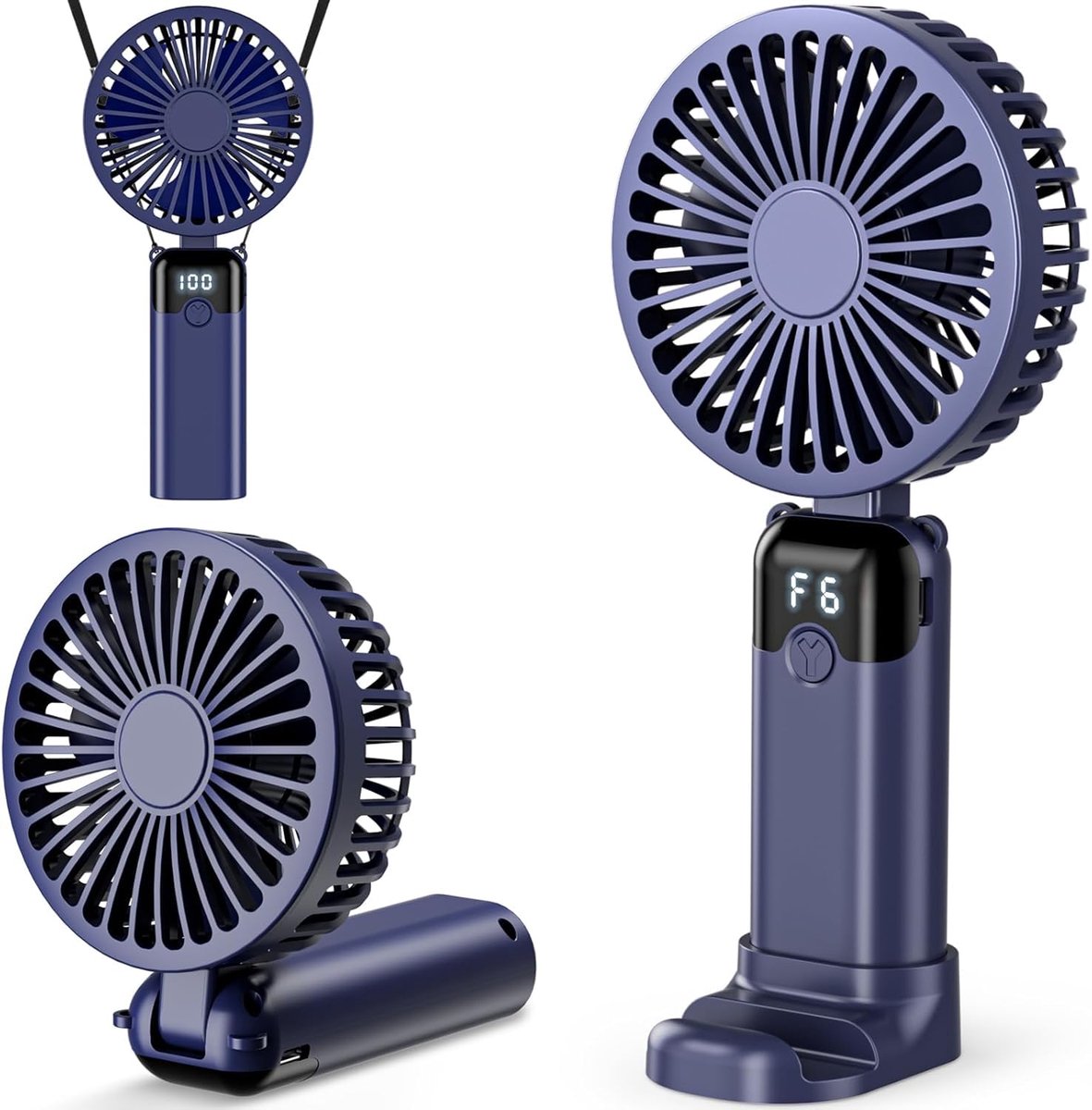 SnelShoppen - Draagbare Mini Handventilator met 4000 mAh Accu, 6 Snelheden, 90° Opvouwbaar, Oplaadbare USB Ventilator voor Kantoor, Outdoor, Reizen -