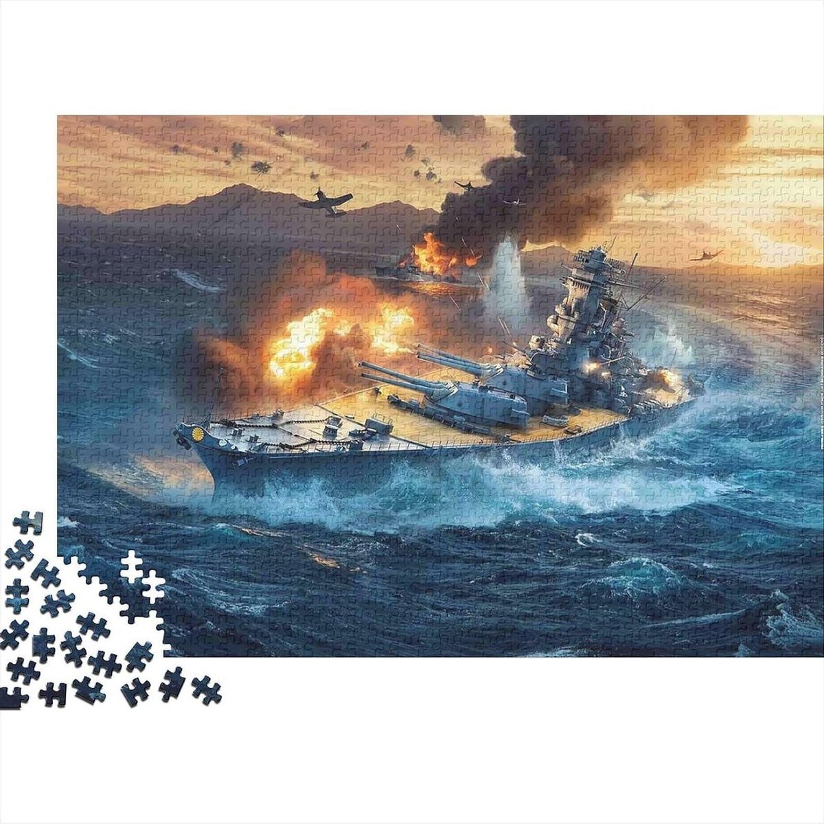 Papieren Puzzel - Legpuzzel Volwassenen - Ontspanning Thuis - Gedetailleerd Zeeslag Motief - 70 x 50 cm - Stijl 6