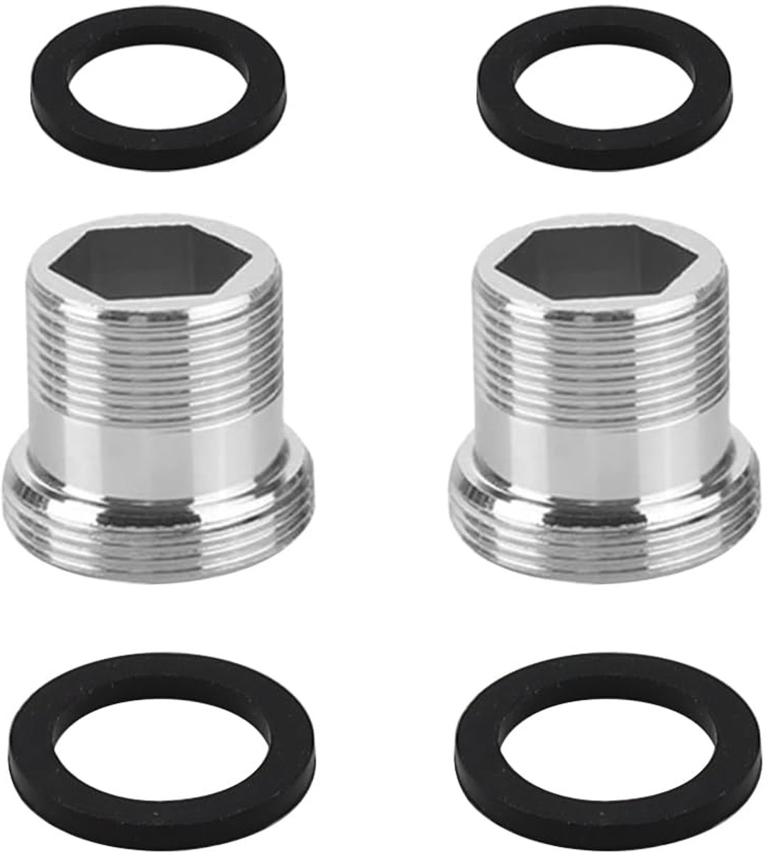 Dailygoods - 2 Stuks Faucet Adapters M18 naar M22 met Rubber Seals