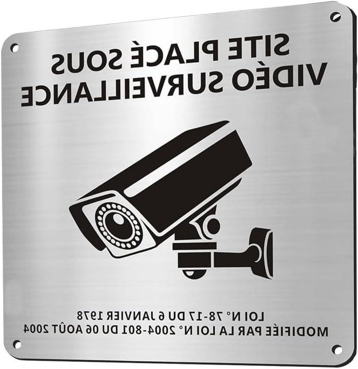 Bewakingsbord - Camerabewaking Bord - Eigendom Beveiligen - Zelfklevend Aluminium - 15 x 15 cm - Zwart Zilver