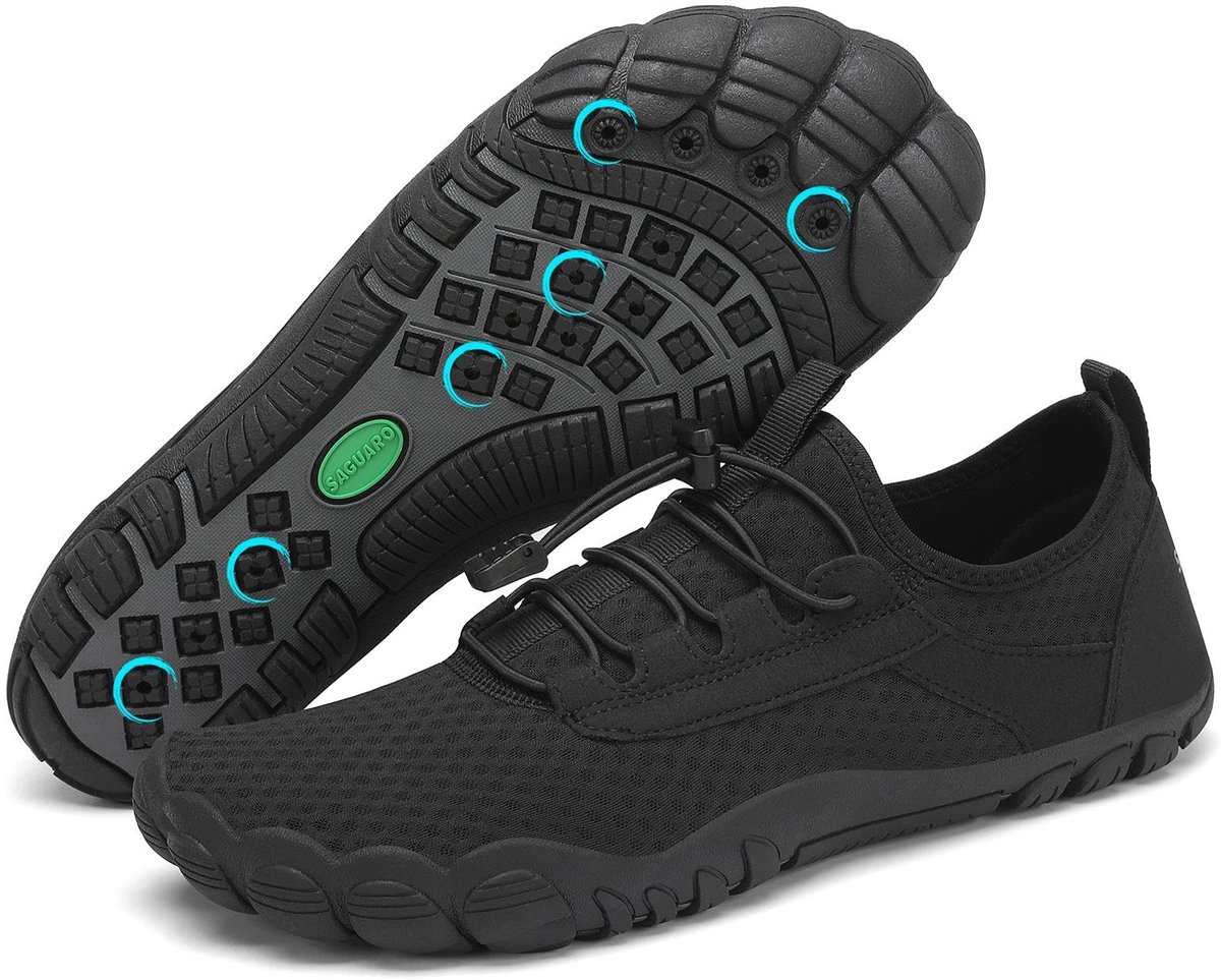SnelShoppen - Badschoenen Uniseks Slip-On voor Dames en Heren, Ademend, Sneldrogend, Waterschoenen voor Outdoor Activiteiten, Zomer, Diepzwart, Maat 4