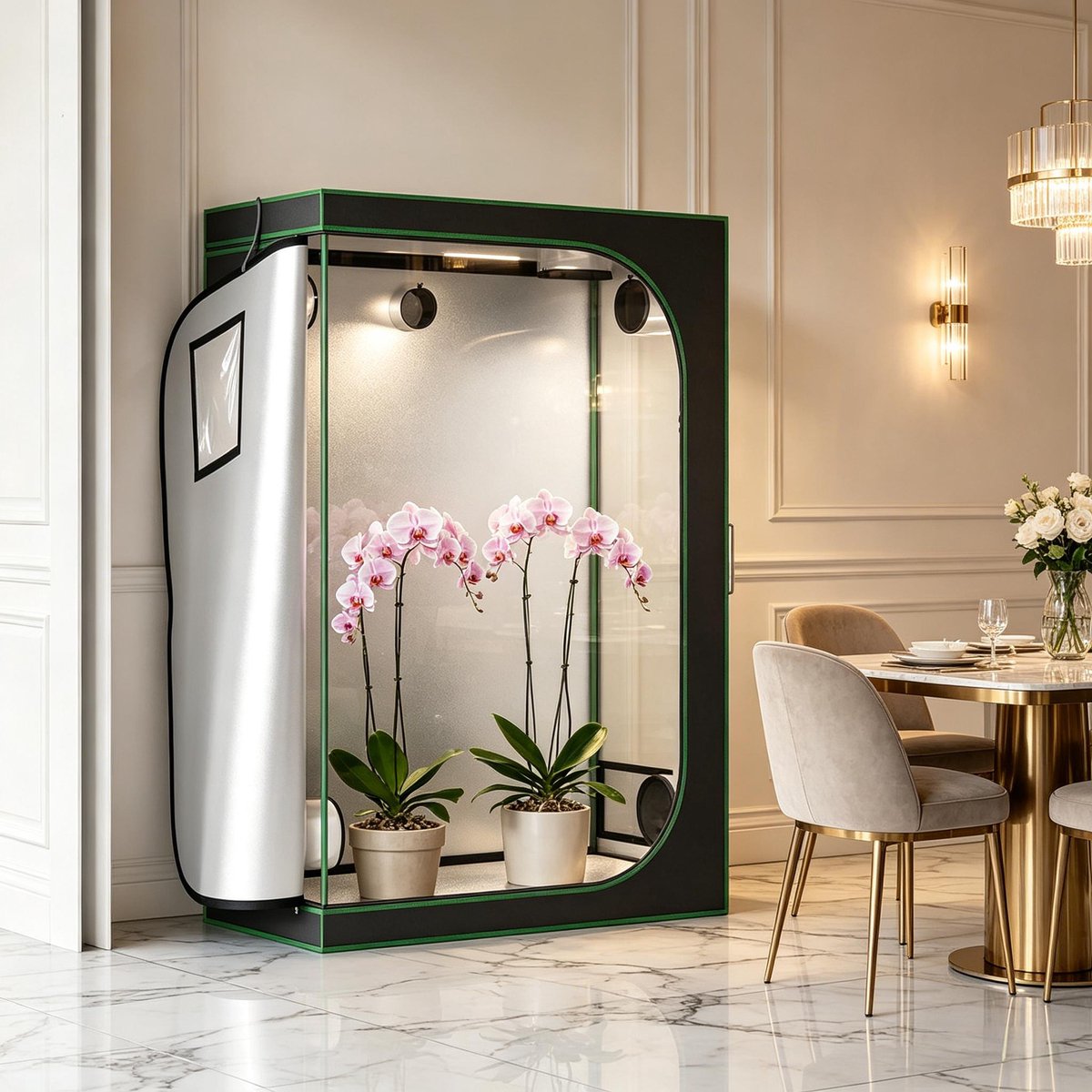 FloraGrace Kweektent – 120x60x180 Cm – 600D Oxford Stof en Stalen Frame – Zwart Groen – Lichtdichte Binnenkweek met Ventilatie