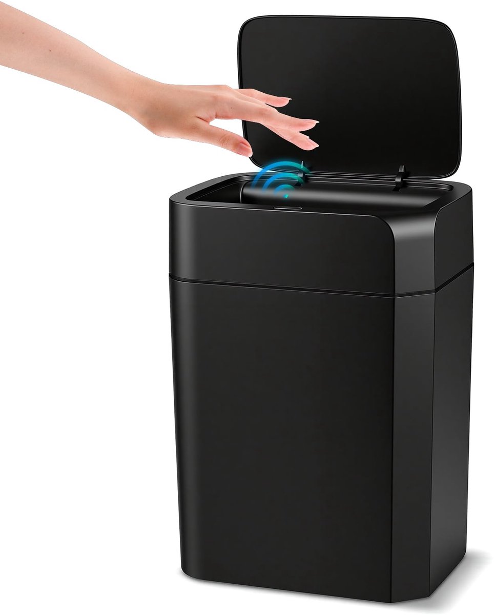 Thijox - 16 Liter Vuilnisemmer met Sensor, Automatische Contactloze Vuilnisemmer met Hand- en Kniesensor, Stil en Snelle Reactie, Ideaal voor Badkamer