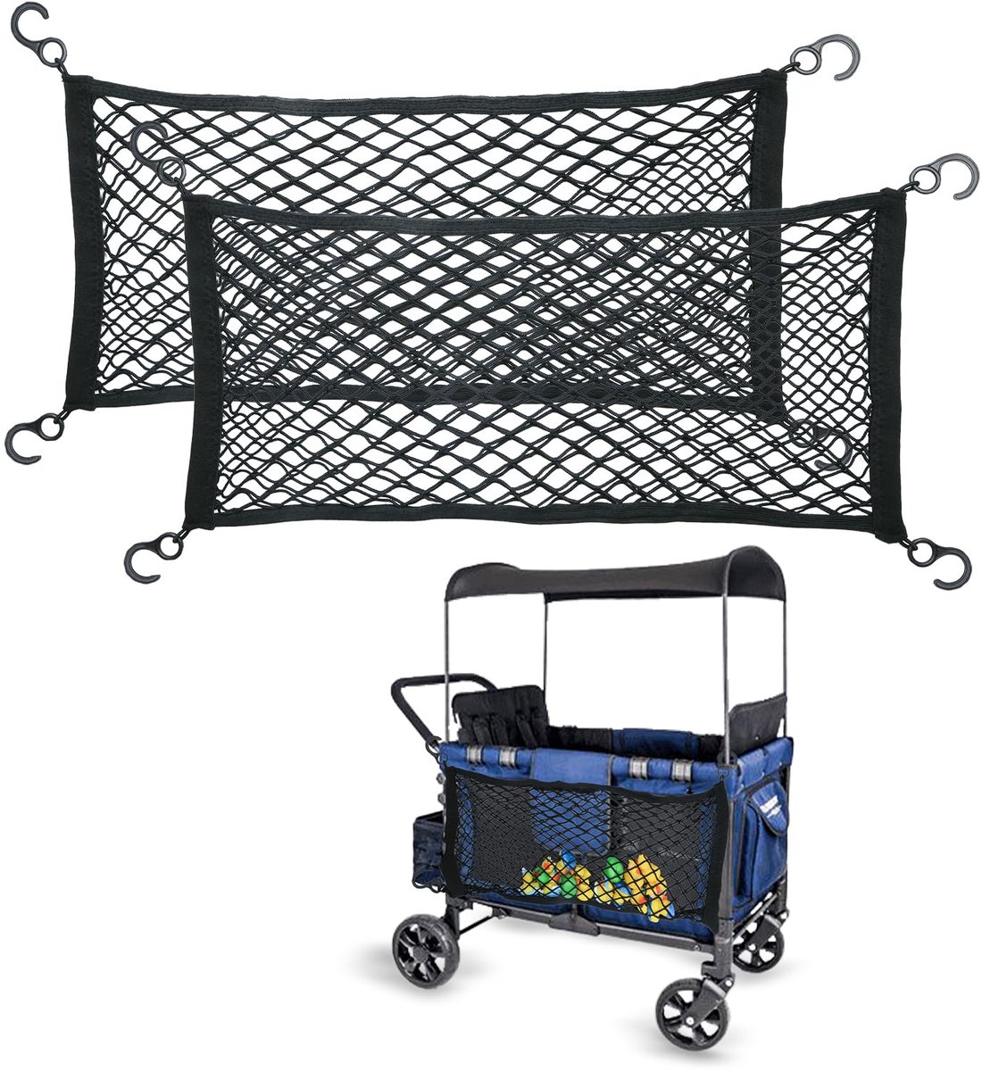 Dailygoods - 2 Stuks Kinderwagen Bagage Net - Stevige en Rekbare Luggage Net voor Veelzijdig Gebruik