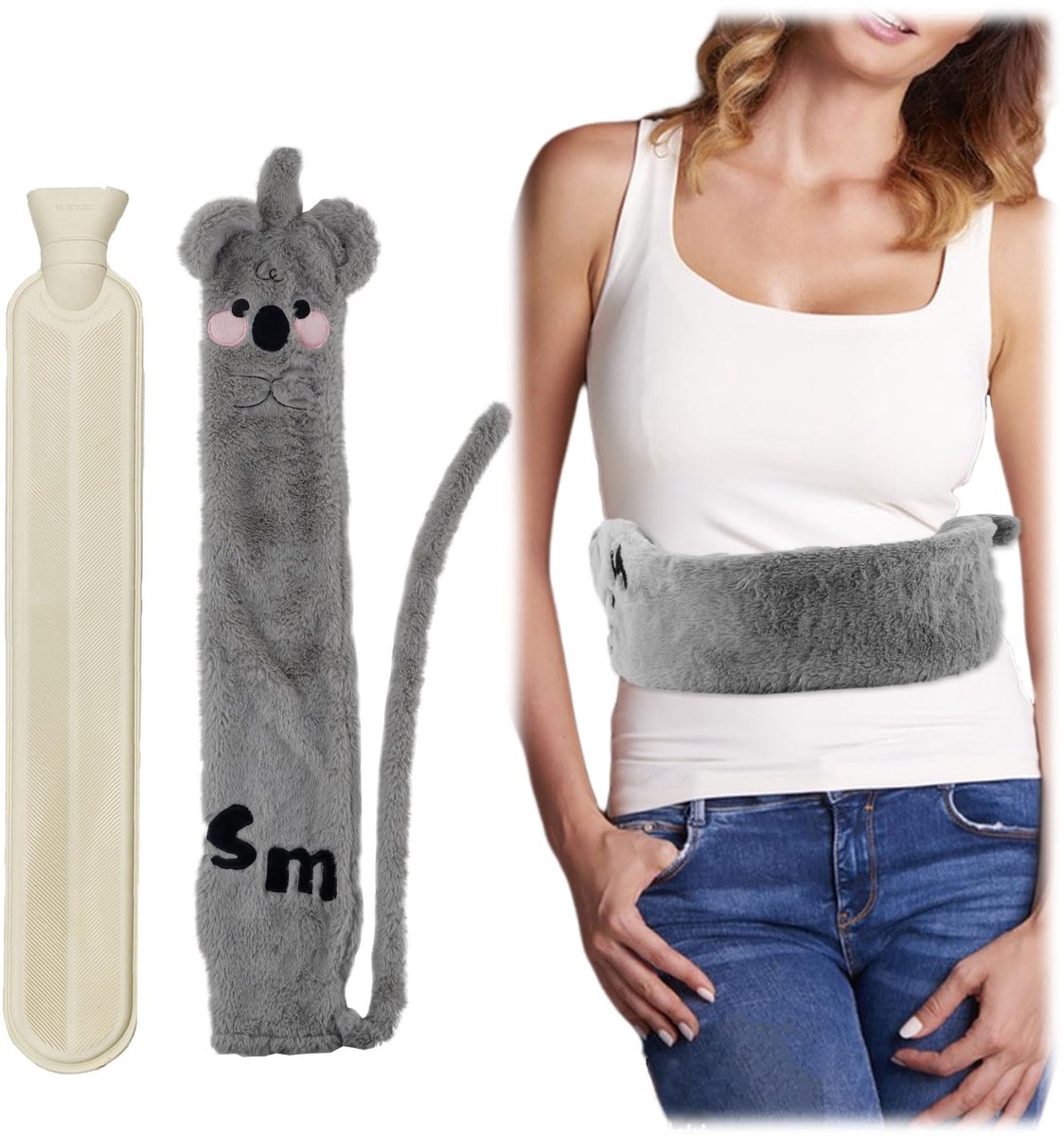 Dailygoods - Warmwaterkruik met Fluffy Cover - 2L, Schattige Dierenriem voor Volledige Lichaamsbedekking