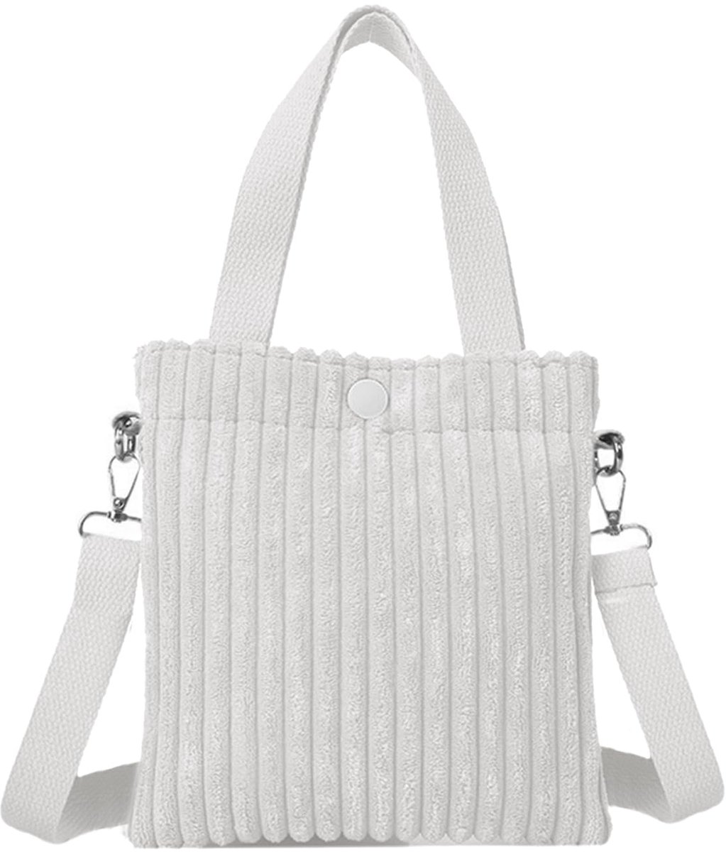 Dailygoods - Corduroy Schoudertas Dames - Klein Wit Crossbody met Ritssluiting