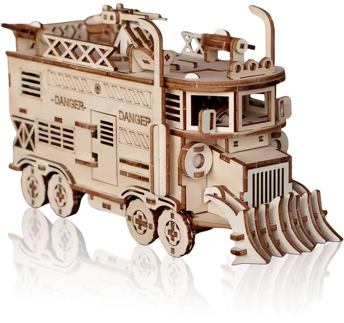Dailygoods - Houten 3D Puzzel Slagwagens - Mechanisch Bouwspel voor Jongeren en Volwassenen