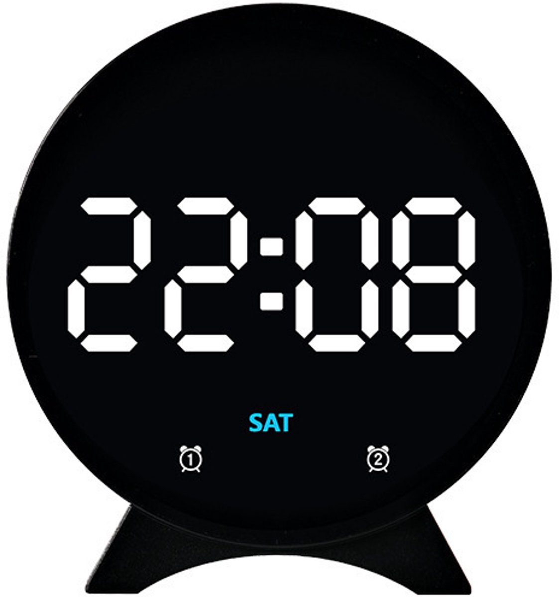 VHV-Digitale Wekker met LED Display - Stille Wekker en Tafelklok met Witte Cijfers en Snooze Functie - Bureauwekker voor Slaapkamer - Zwart