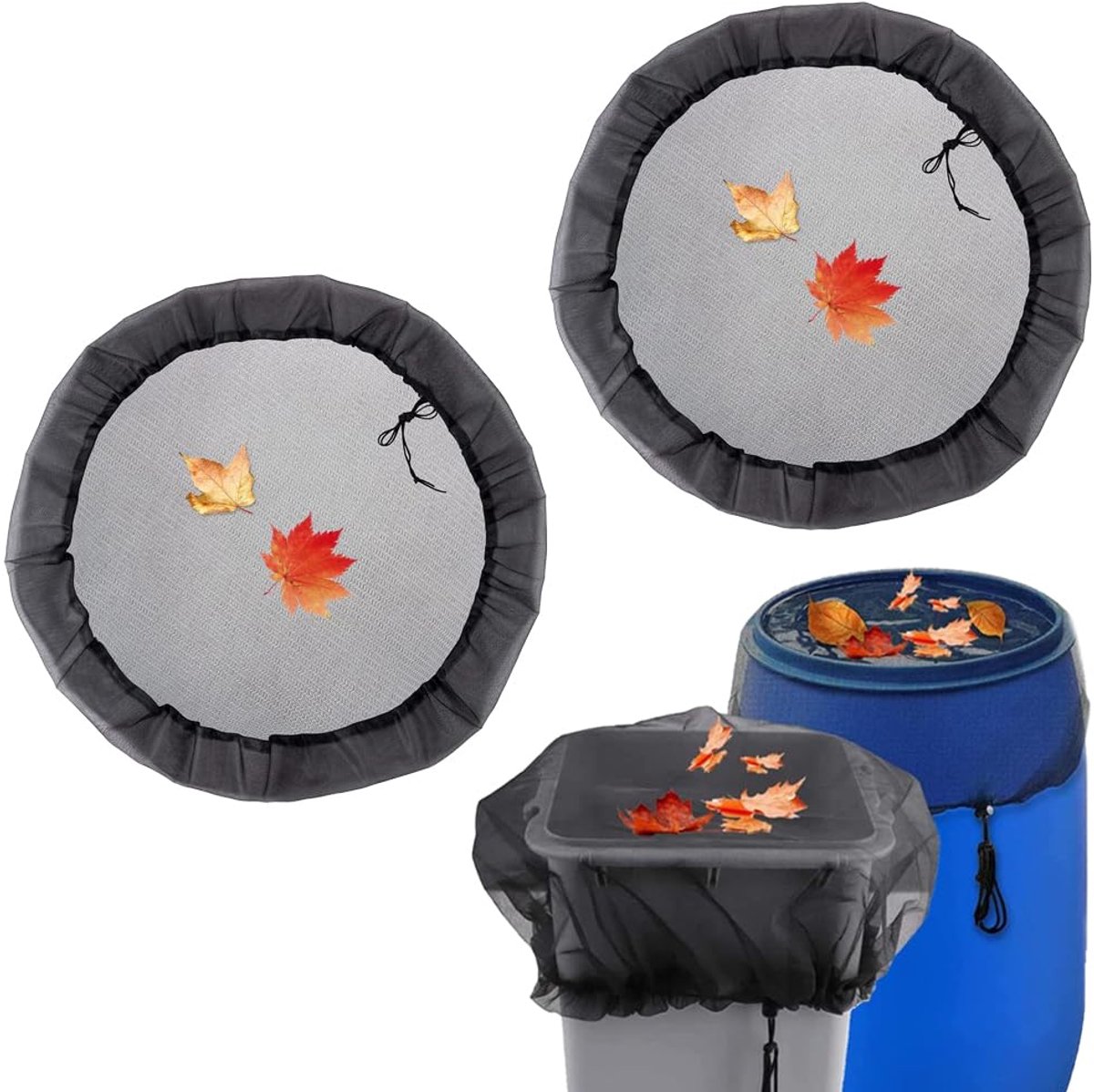 Dailygoods - 2 Stuks Regenton Net Deksel - Insecten- en Bladpreventie voor Tuin