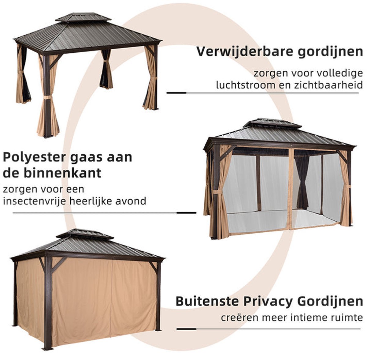 Purple Leaf Hardtop pavillon 3,65 x 3 m - bronze