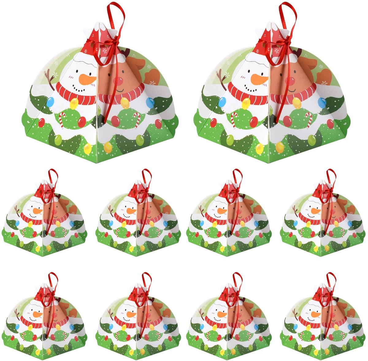 Dailygoods - 10 Stuks Kleine Geschenkdozen voor Kerstmis - Lege Snoepdozen met Lint