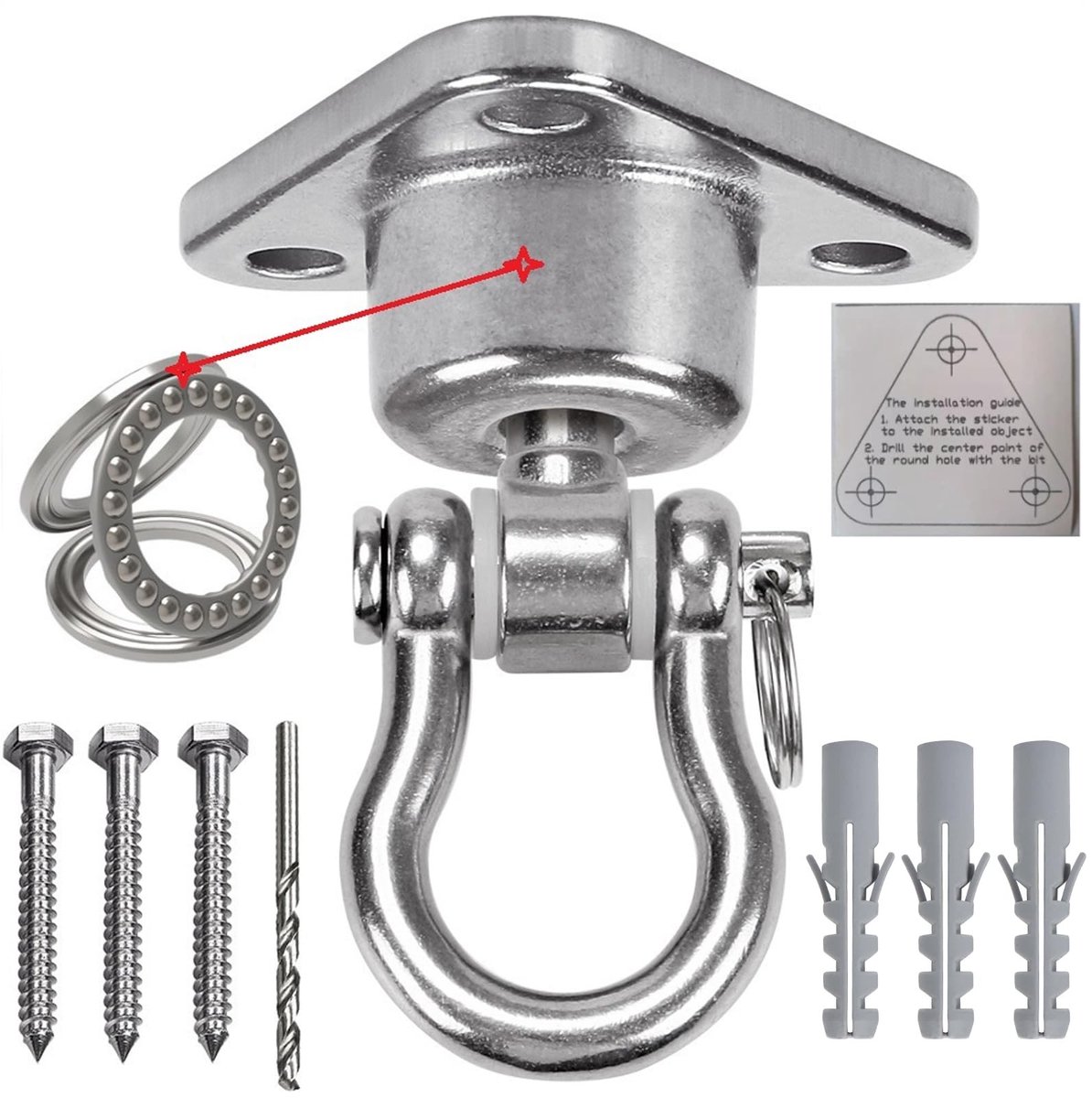 Dailygoods - 360° Draaibare Schommelhaak - Zware Belastbaarheid tot 675 kg