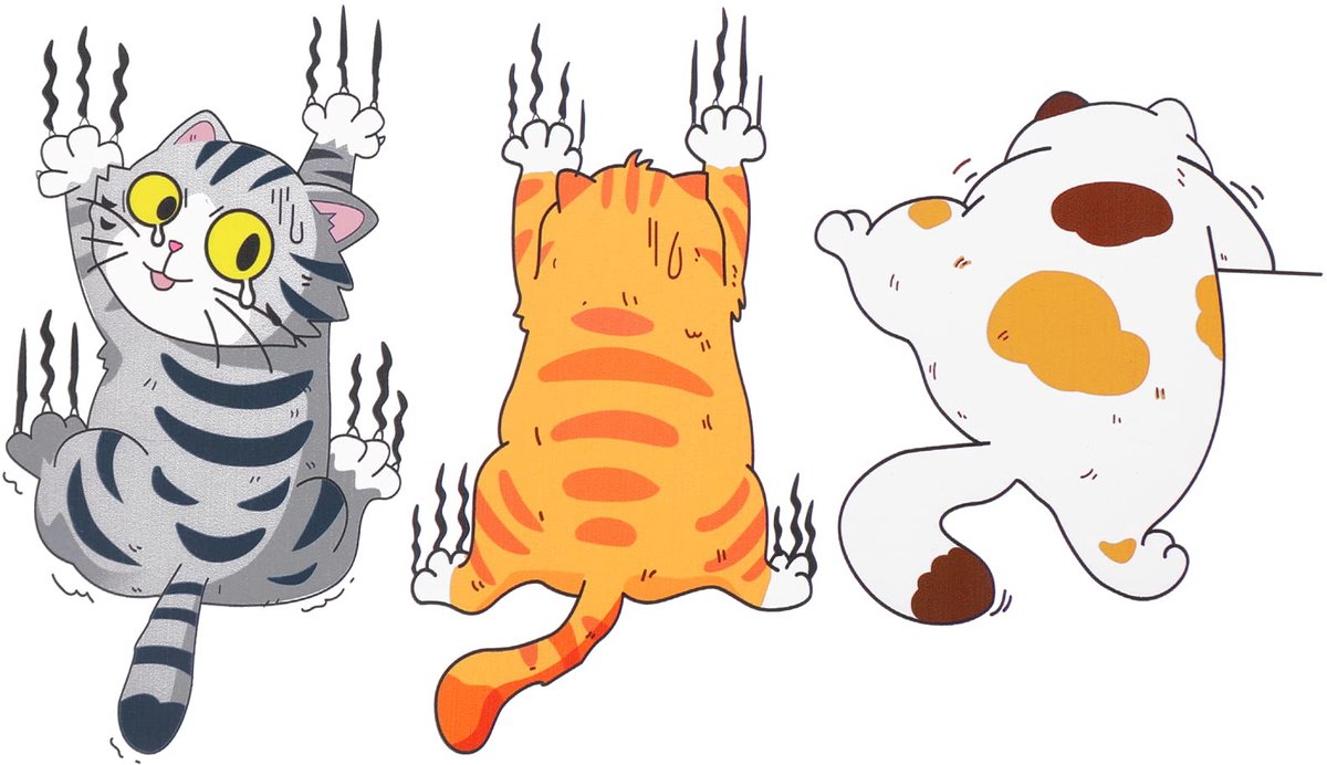 Dailygoods - Cartoon Kat Auto Sticker Set - 3 Stuks Vinyl Bumper Stickers voor Auto Decoratie