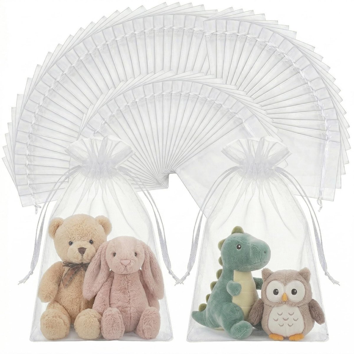 Dailygoods- Organza zakjes 100 stuks - Druivenbeschermingszakken - Fruitbeschermzakken - Netzakken tegen vogels - Trekkoord - 15 x 20 cm - Netzakjes
