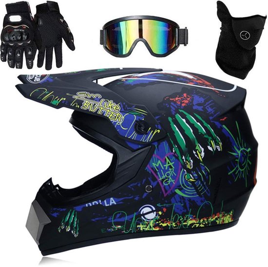 Dailygoods- Crosshelm Lichtgewicht - Offroad Motorhelm - Veilig en Geventileerd - Kinderen/Volwassenen - Aerodynamisch Ontwerp - Schokabsorberend Materiaal