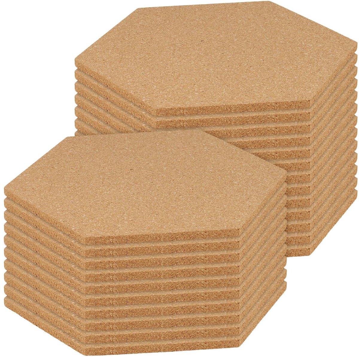 Dailygoods - Cork Pin Board Set - 24 Stuks Hexagonaal Bruin
