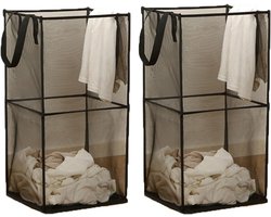 SnelShoppen - 2-delige opvouwbare wasmand met handgrepen, mesh, pop-up, inklapbaar; ideale opbergmand voor thuisorganizer, slaapkamer, reizen, camping