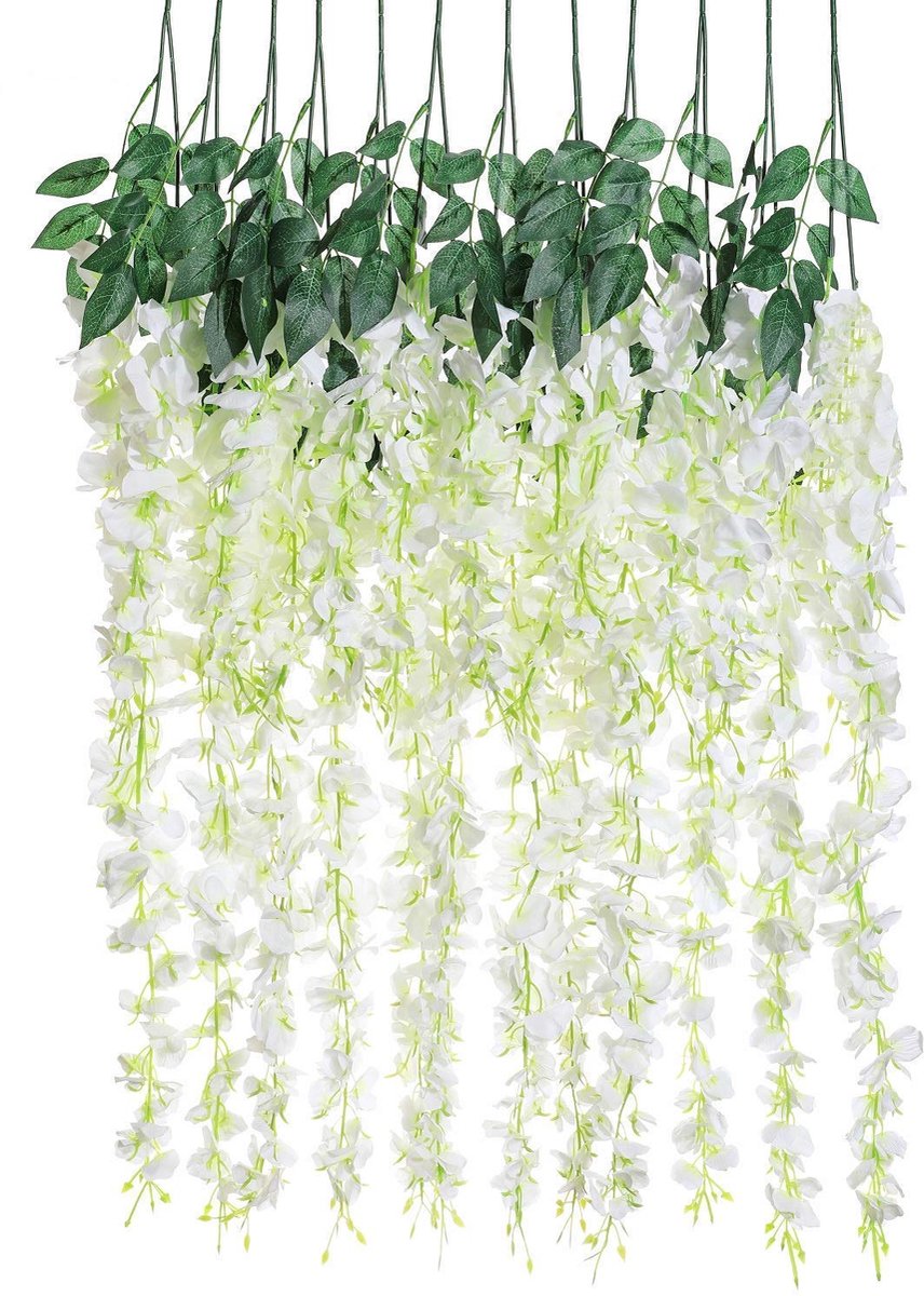 Dailygoods - 6 Stuks Kunstbloemen Blauweregen Wijnstok - Decoratie voor Bruiloft en Thuis