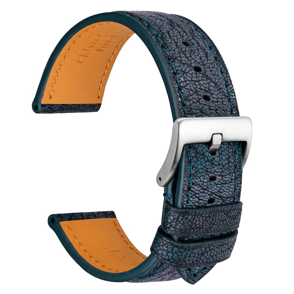 Dailygoods - Chevre Horlogeband voor Heren - Frans Geitenleer met Stalen Gesp