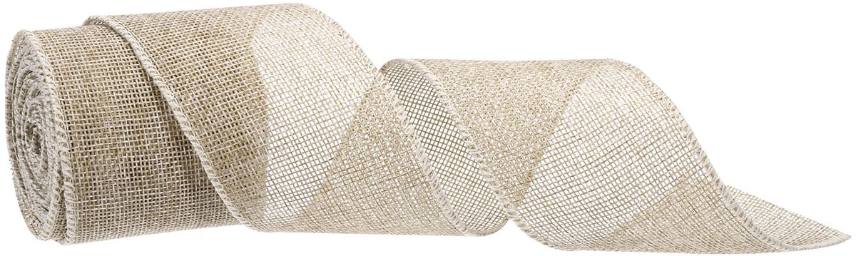 Dailygoods - Jute Ribbons met Wired Edge - 2,5 Inch x 5 Yard voor Cadeauverpakking