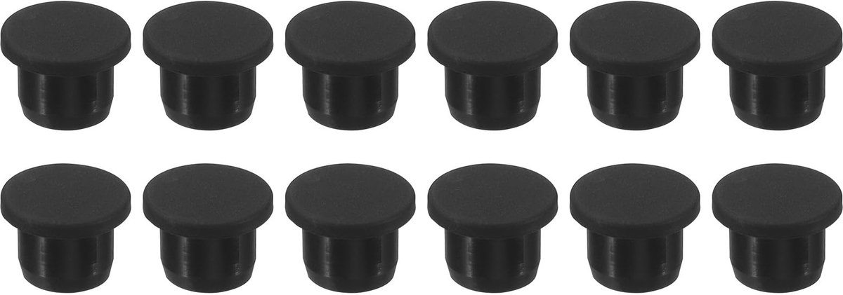 Dailygoods - Silicone Rubber Stopper 13mm - 12 Stuks Zwart
