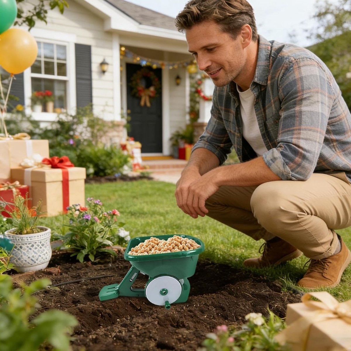 Handstrooier - Zaadstrooier Meststrooier - Tuinonderhoud - Ergonomisch Handvat - 3 Liter - Groen