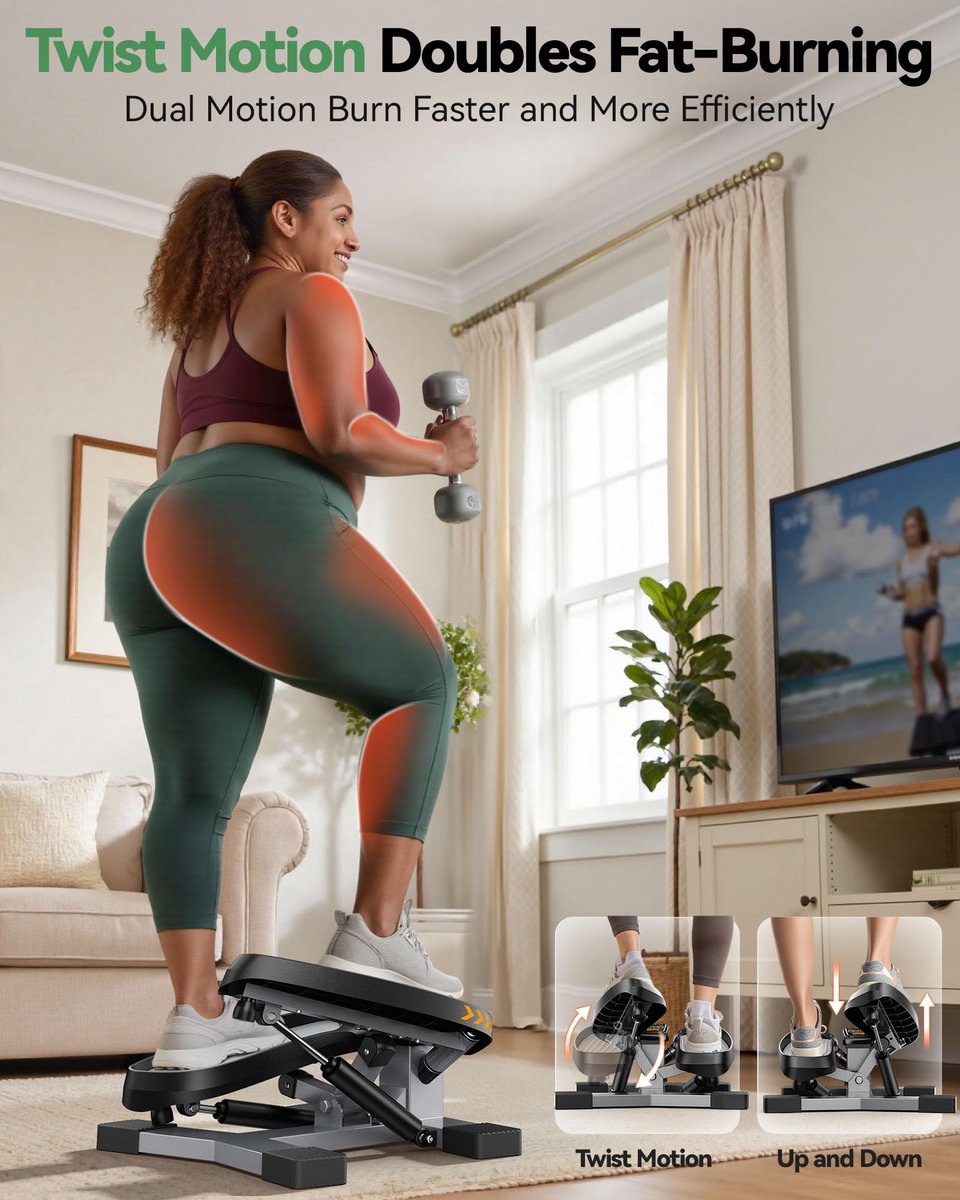 SnelShoppen - Sportsroyals Stepper voor Oefeningen - Twist Stepper met Weerstandsbanden, 350 lbs Gewichtscapaciteit - Ideaal voor Thuis Workout, Fitne