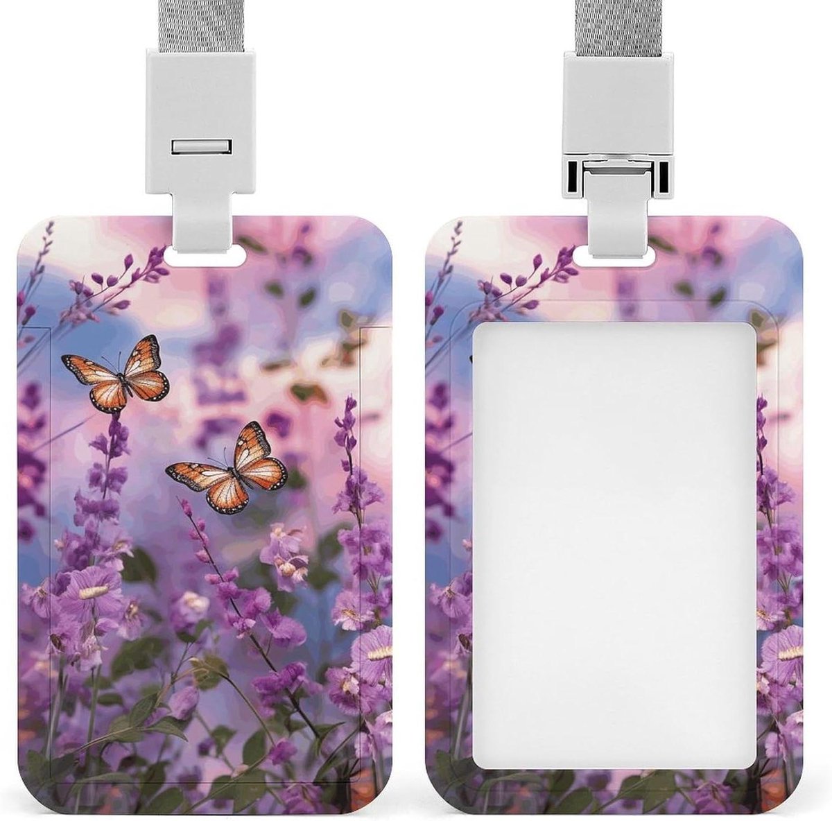 ID-kaarthouder met Lanyard - Badgehouder Kaarthoes - Identificatie Tonen - Dubbele Kaartcapaciteit - 3.4 x 2 inch kaarten - Wit
