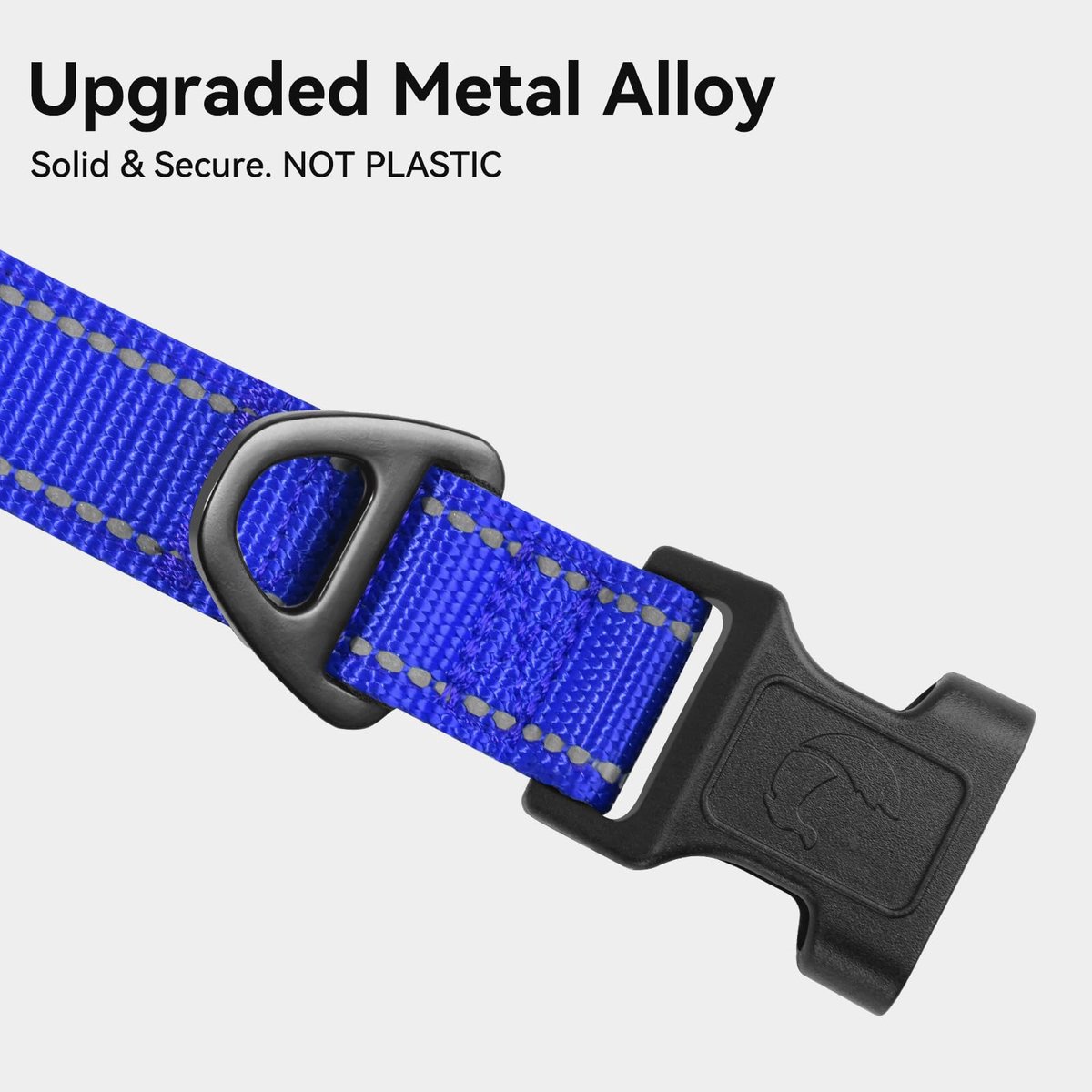 SnelShoppen - Reflecterende Hondenhalsband XL voor Grote Honden van Nylon en Neopreen, Verstelbare Hondenhalsband met Metalen D-Ring in Koningsblauw,