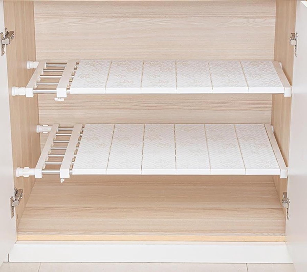 Uittrekbare Organizer - Onderbouwrek Kastrek - Keuken Opbergen - Vrije Uitbreiding - 33-52x30cm - Wit