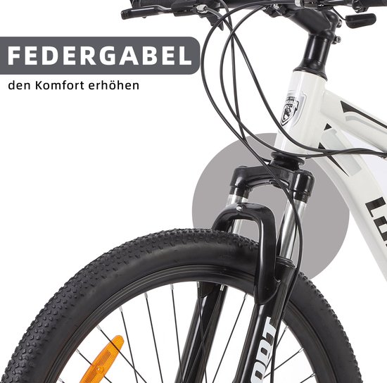 HAUSS SPOLE Mountainbike - 28 Inch - 21 Versnellingen Met Kettingschakeling - IJzer - Wit - Met Schijfrem En Voorvorkvering van HAUSS SPOLE — afbeelding 3