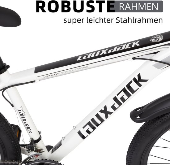 HAUSS SPOLE Mountainbike - 28 Inch - 21 Versnellingen Met Kettingschakeling - IJzer - Wit - Met Schijfrem En Voorvorkvering van HAUSS SPOLE — afbeelding 2