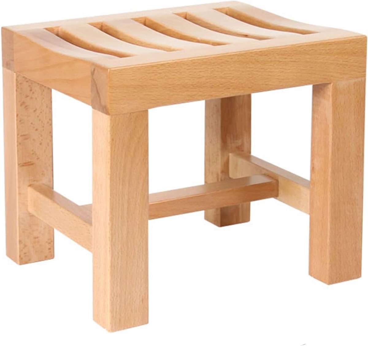 Badkamerkruk Hout - Douchestoel Voetenbankje - Douchen Ontspannen - Natuurlijk Cipressenhout - 30x24.5x26cm - Houtkleur