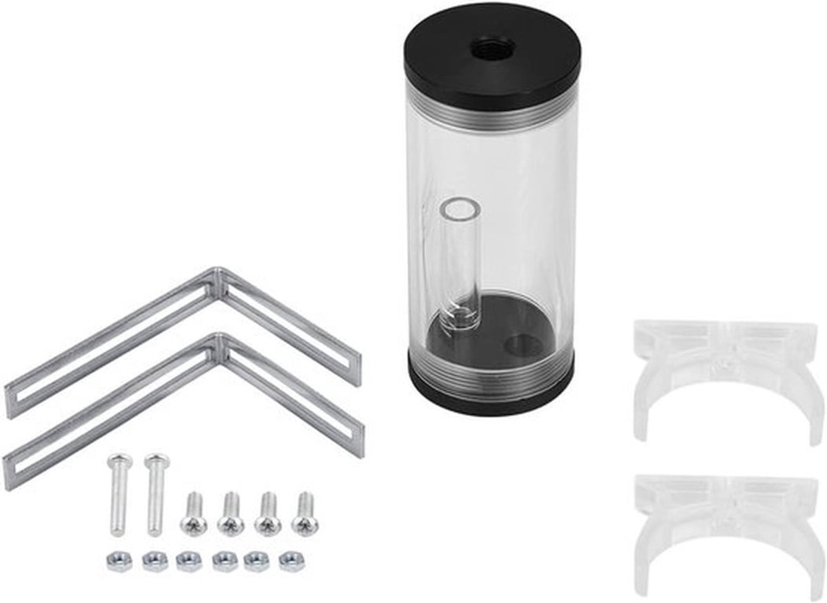 Koelreservoir Transparant - Cilinder - Waterkoeling PC - G1/4 Draad - POM/PMMA - Inclusief Beugels/Schroeven
