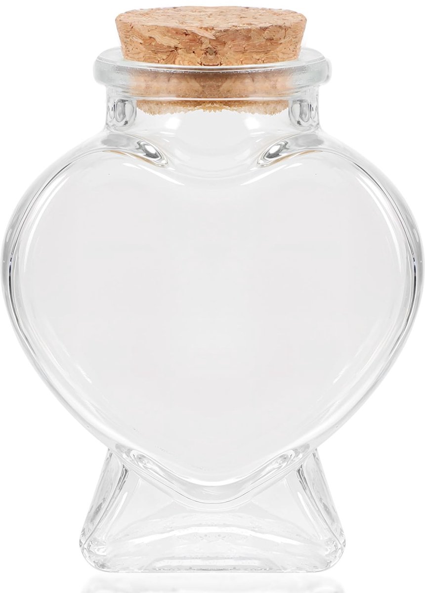 Dailygoods - Glazen Fles met Kurkstop - Decoratieve Hartvormige Fles voor Wensen