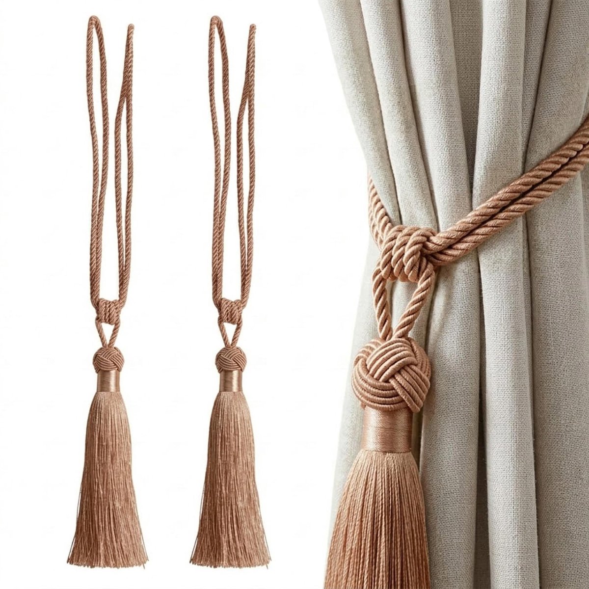 Dailygoods - Gordijn Stropdasruggen - Handgemaakt Gevlochten Touw, 9 Kleuren