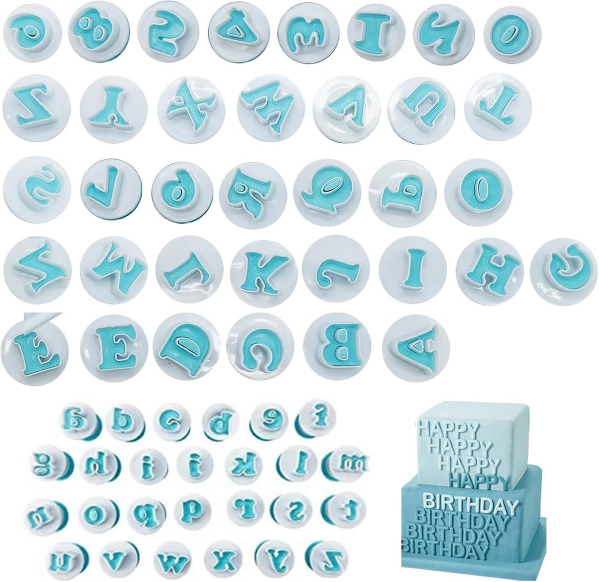 Dailygoods - 62-Delige Fondant Koekjesuitsteekset met Letters en Cijfers, Perfect voor Bakplezier