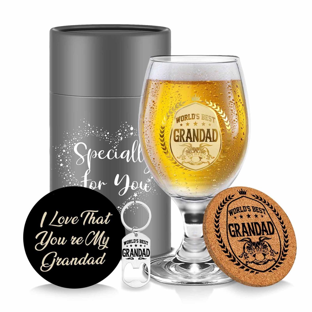 Dailygoods - Persoonlijke Bierglas voor Mannen - Cadeau voor Opa en Feestdagen