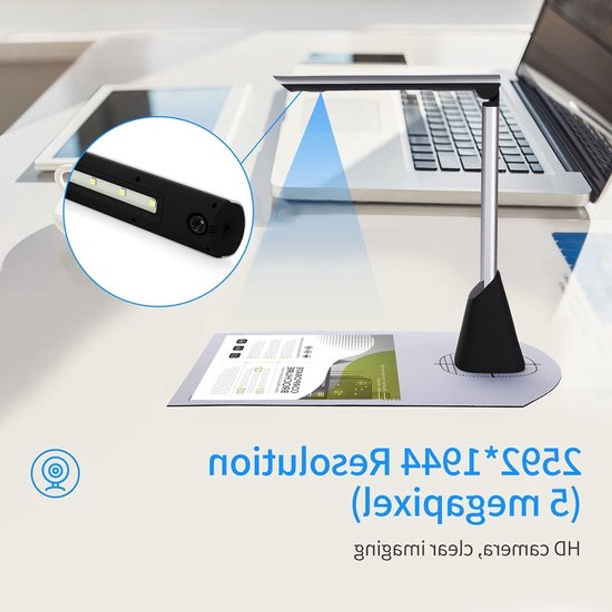- Documentcamera - Draagbare Scanner - Automatisch Bijsnijden - A4-formaat - Digitaliseren van Boeken - Scannen van Boeken - Gebruiksvriend..