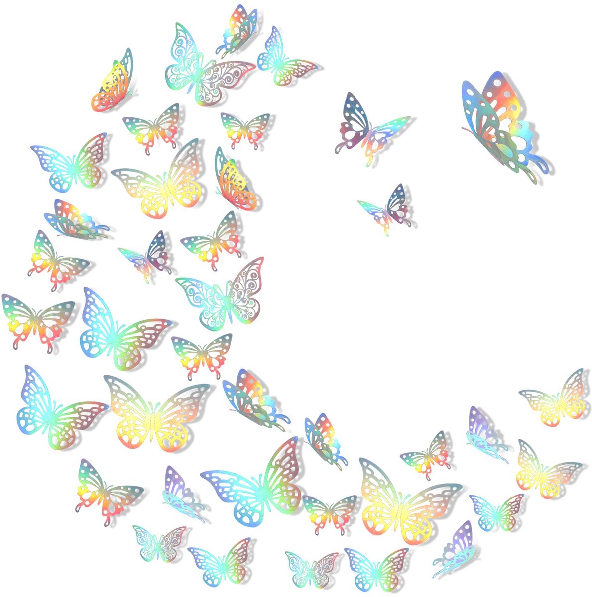 Dailygoods - 72 Stuks 3D Vlinders Wanddecoratie - Diverse Maten voor Kinderen en Feestjes