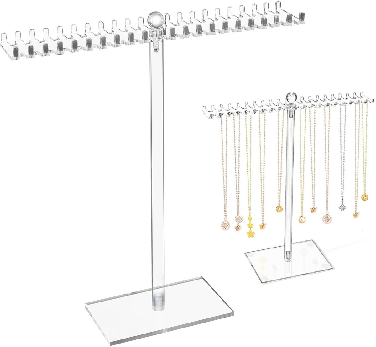 Dailygoods - Acryl Sieraden Display met 40 Haakjes - Transparante Houder voor Kettingen, Oorbellen en Ringen