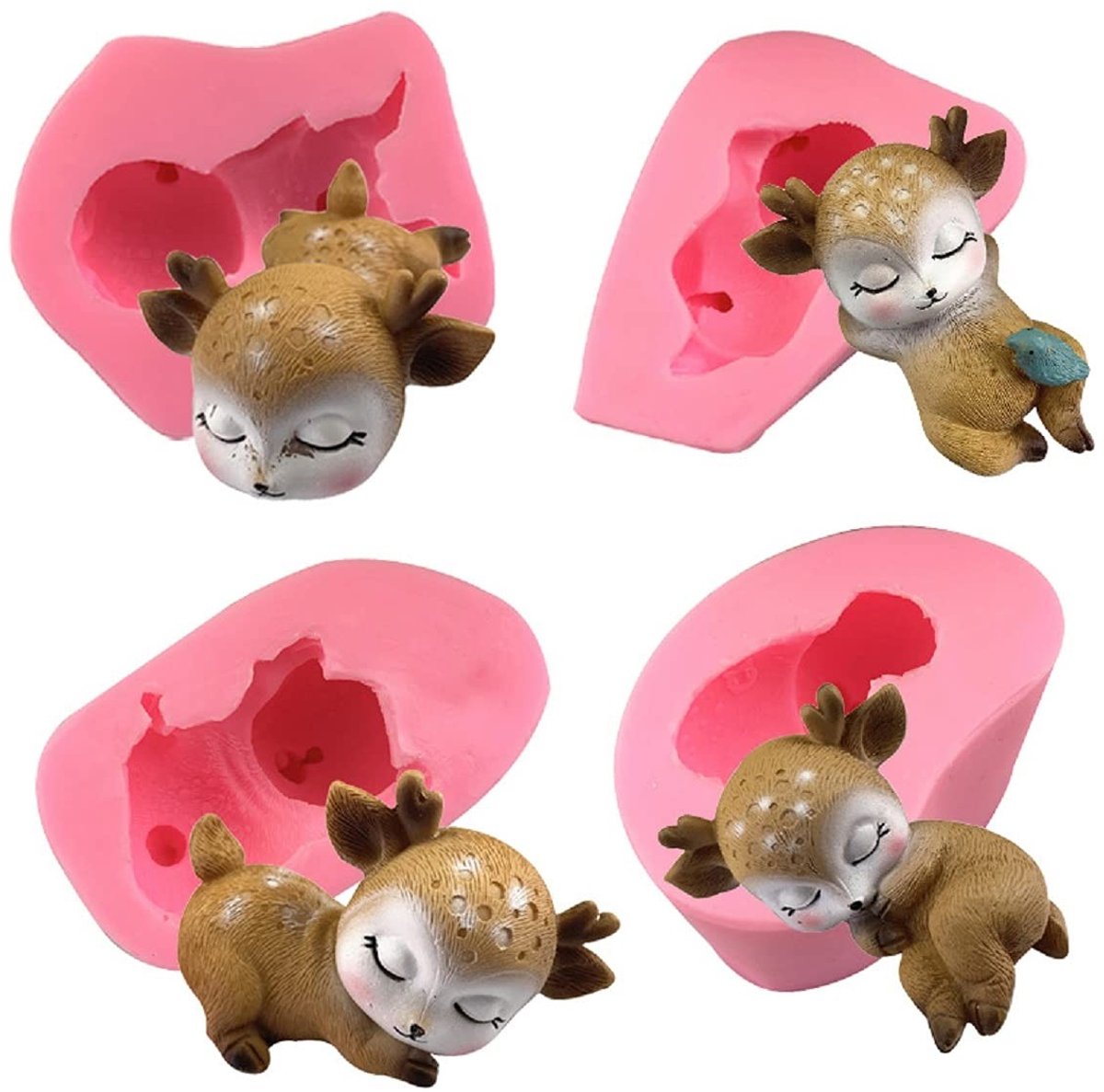 Dailygoods - 4 Stuks 3D Hert Silicone Mallen voor IJsblokjes en Taartdecoratie