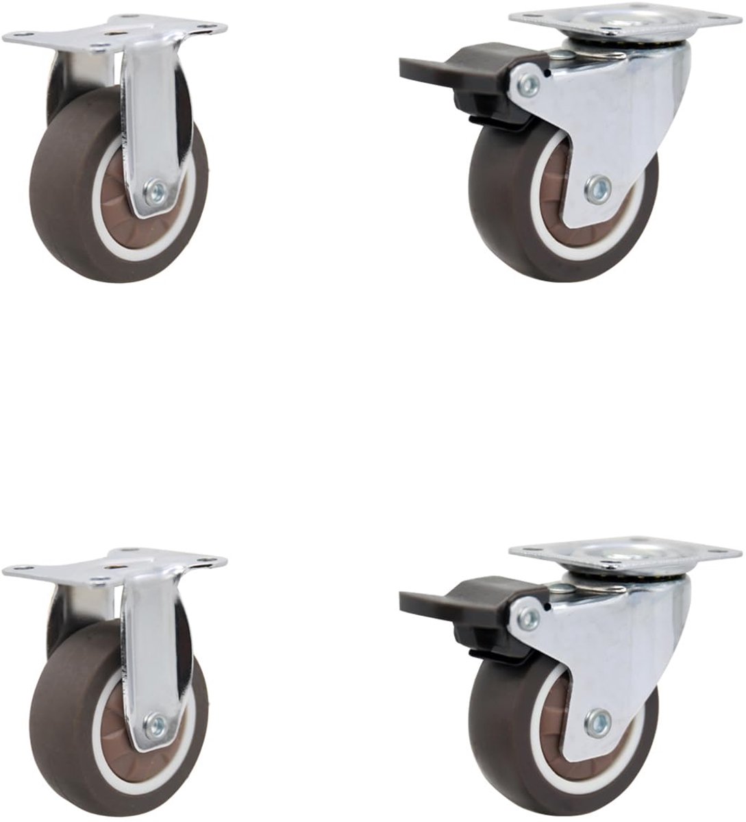 Dailygoods - Stille Zwenkwielen met Rem - 4 Stuks Ø 25 mm