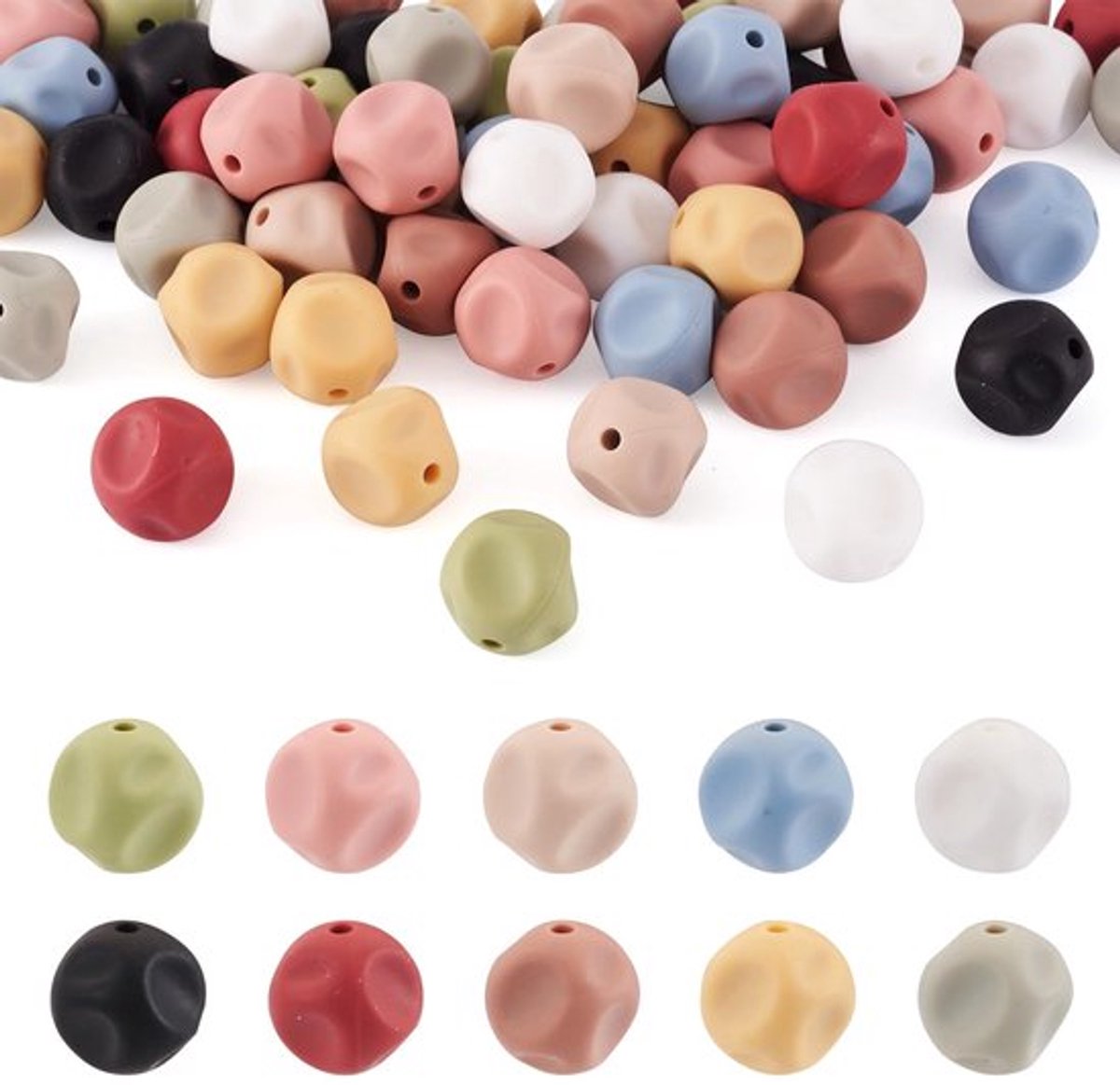 Kubusvormige siliconen kralen - kleurrijke siliconen spacer kralen - 60 stuks - DIY sieraden maken - 10 kleuren - creatieve knutselmaterialen