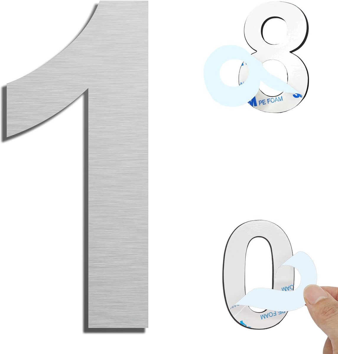 Dailygoods- Huisnummers 6 Inch - Roestvrij Stalen Sticker - Zelfklevend - Waterdicht - Voor Binnen/Buiten - Eenvoudig te Installeren - Adresnummers