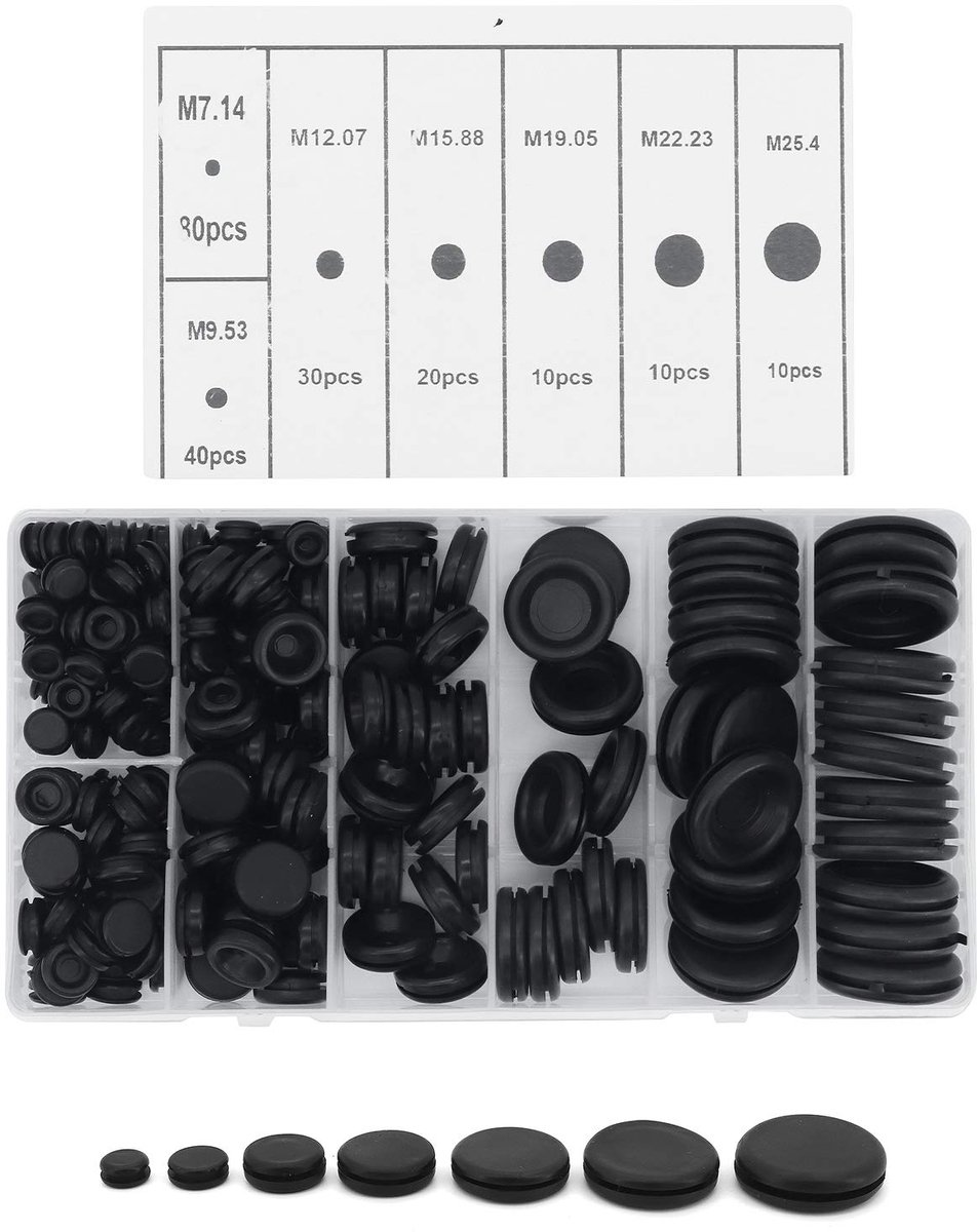 Dailygoods - Assortimentskit met 200 Rubber Doorvoertules in 7 Maten