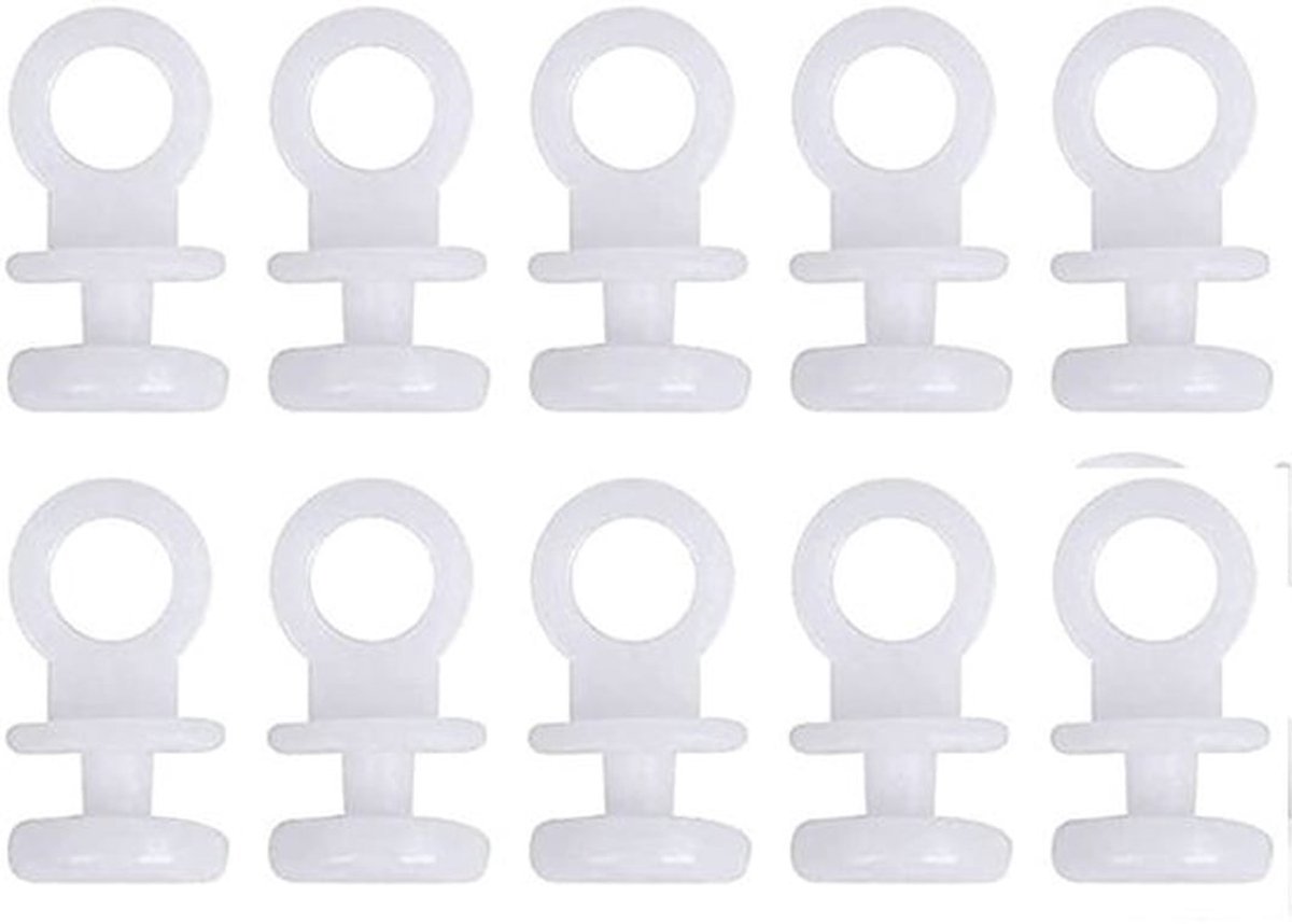 Set van 100 witte plastic gordijnrail haken voor 9mm rails
