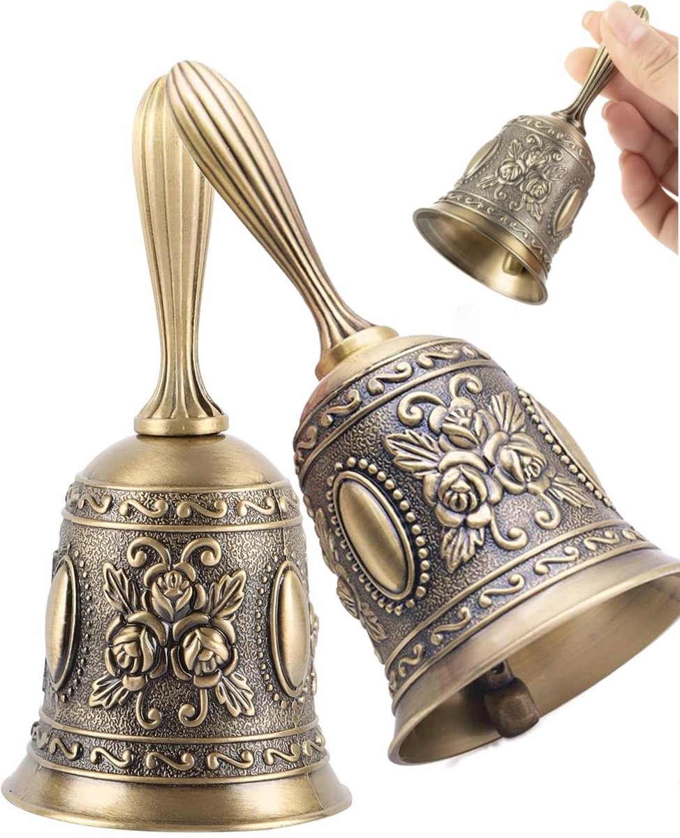 Dailygoods - 2 Stuks Koperen Handbel met Bronze Afwerking voor Restaurant en Decoratie