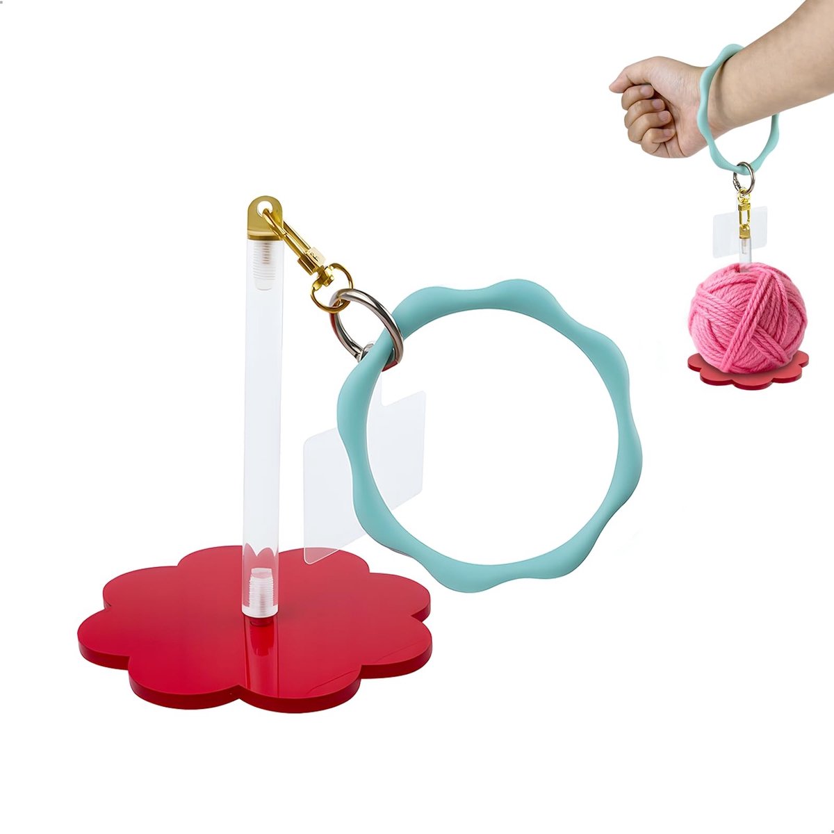 Dailygoods- Garenhouder met siliconen band - Draaibaar - Wolhouder - Wollen bolletjes - Haakcadeau - Hoogwaardig acryl